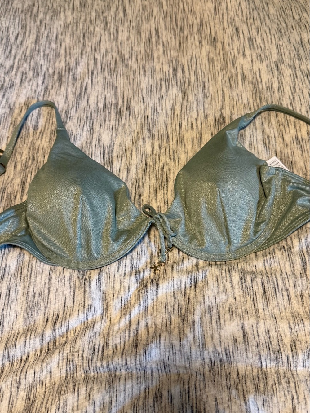 Sleek Shimmer Underwire Bikini Top in Sage Green